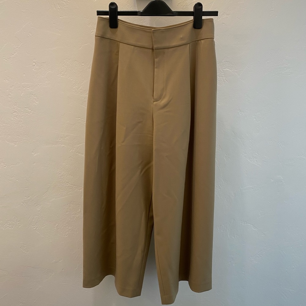Club Monaco Tan Cropped Wide Leg Trousers